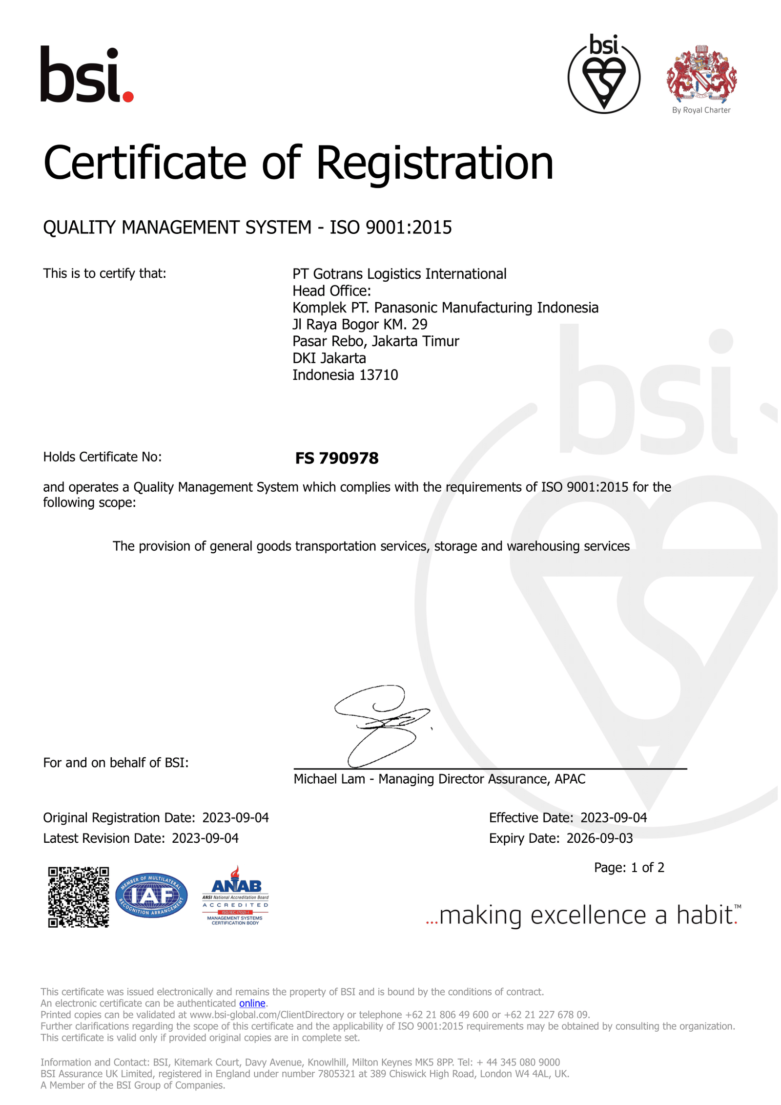 ISO 9001 Certificate